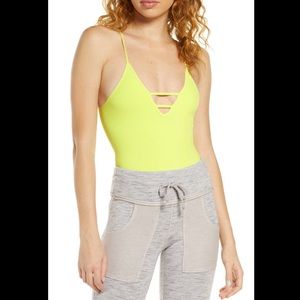 Free People Movement Dance All Day bodysuit neon